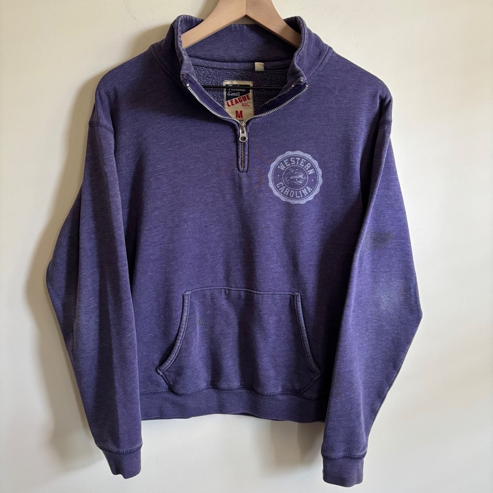 League Western Carolina University Quarter Zip Sweatshirt Purple Mens Medium WCU